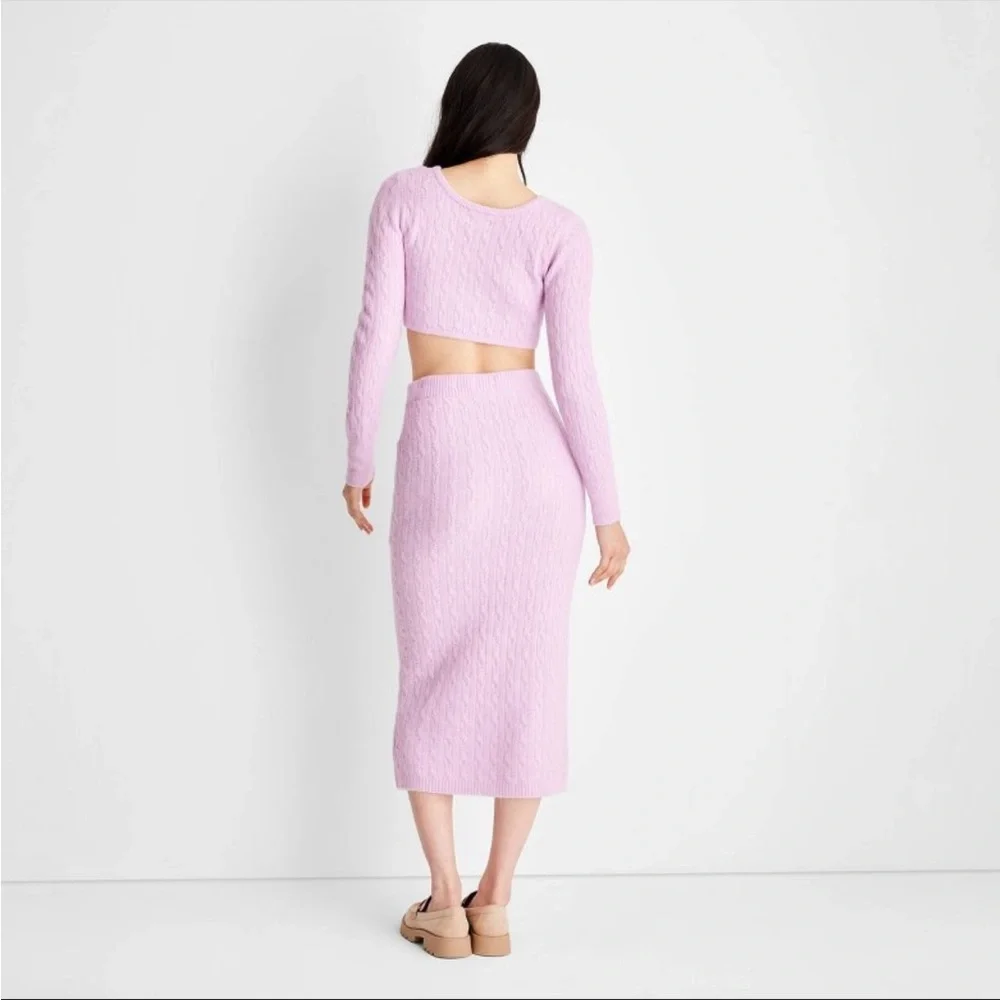 TARGET X FUTURE COLLECTIVE Lavender Light Purple Midi Sweater Skirt Pockets Sz M